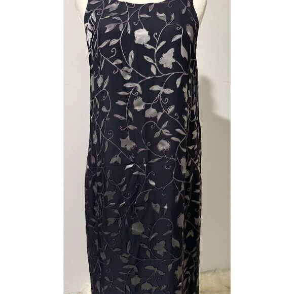 Jones New York black burn out velvet shimmer silk blend dress 10 - Picture 3 of 7